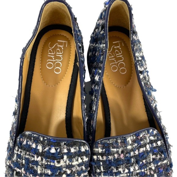 Franco Sarto Womens Fabrina Blue Tweed Chunky Almond Toe Loafers - Picture 9 of 14